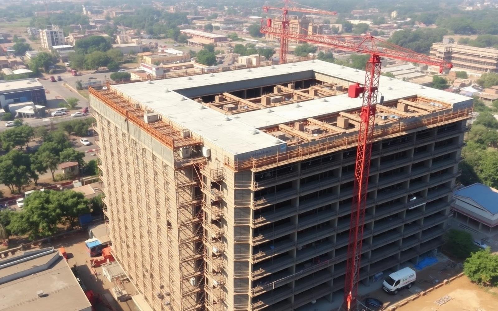 Aerial industrial site scaffolding